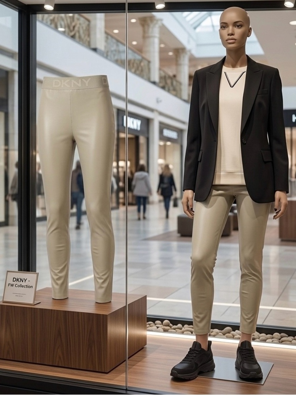 LMT: DKNY logo-print faux-leather leggings